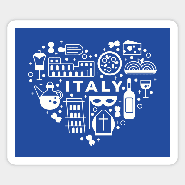 Italian Icons in a Heart Shape // Italy Pride Sticker by Now Boarding